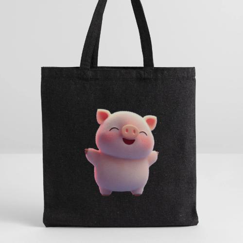 Cute Cartoon Baby Pig Standing Arms Up - Recycled Tote Bag