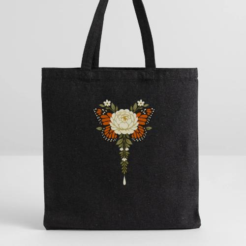 Monarch Butterfly Floral Botanical Art - Recycled Tote Bag