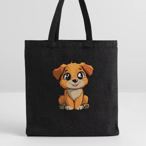 Cute Sitting Puppy Cartoon with Big Eyes - Recycled Tote Bag