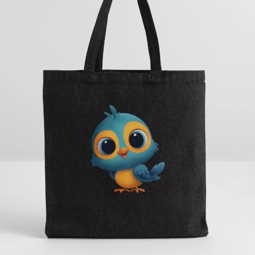 Joyful Cartoon Bird Standing in Yellow and Blue - Recycled Tote Bag