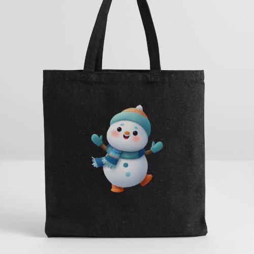 Joyful Cartoon Snowman Arms Up - Recycled Tote Bag