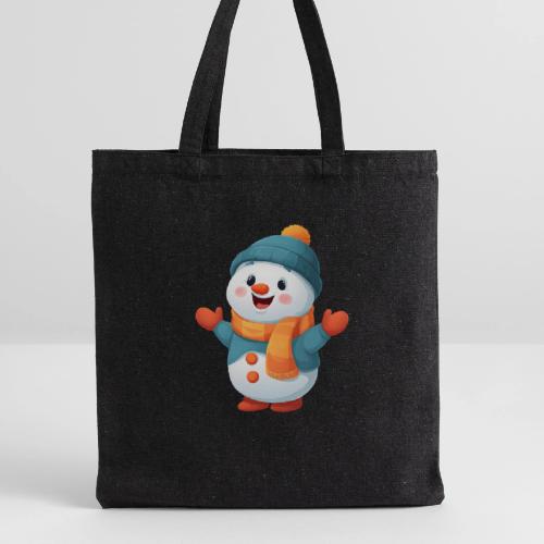 Joyful Cartoon Snowman with Winter Outfit - Recycled Tote Bag