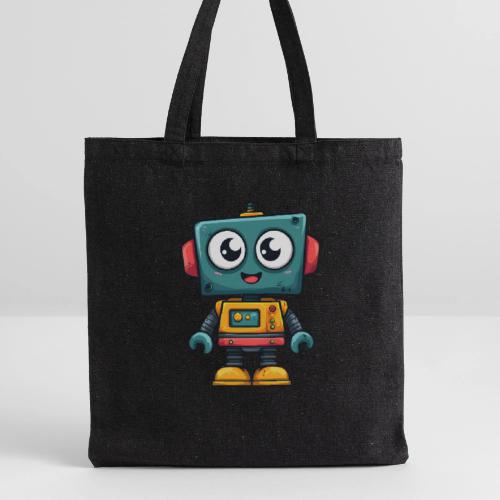 Cute Cartoon Robot Standing with a Smile - Recycled Tote Bag