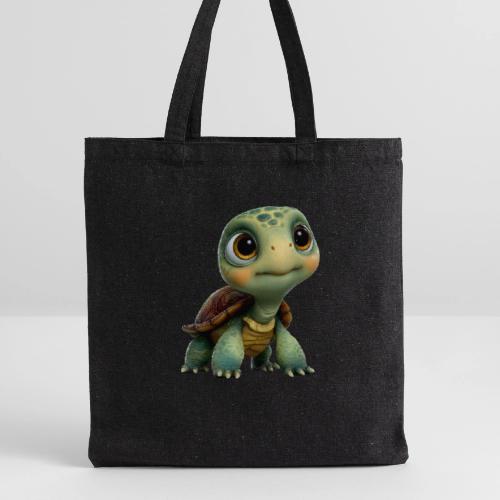 Adorable Cartoon Baby Turtle with Big Eyes - Recycled Tote Bag
