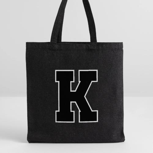 Varsity Letter K Collegiate Font Design - Recycled Tote Bag