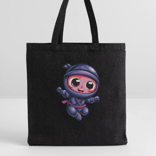 Joyful Cartoon Baby Ninja Jumping in Action - Recycled Tote Bag