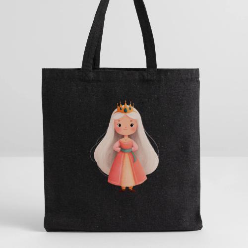 Cute Cartoon Little Princess with Long Hair - Recycled Tote Bag