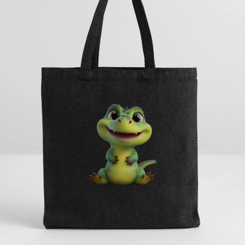 Playful Cartoon Baby Alligator - Recycled Tote Bag