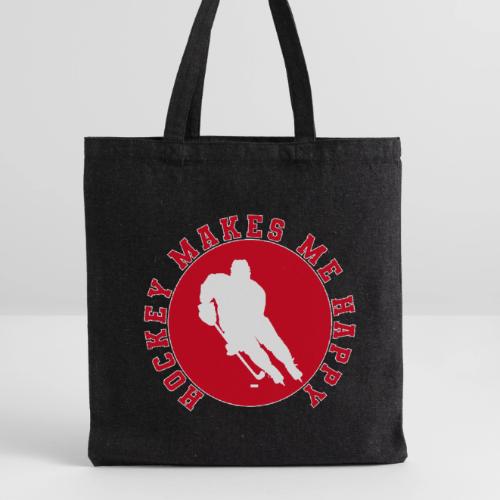 Hockey Makes Me Happy – Ice Hockey Fan Emblem - Recycled Tote Bag