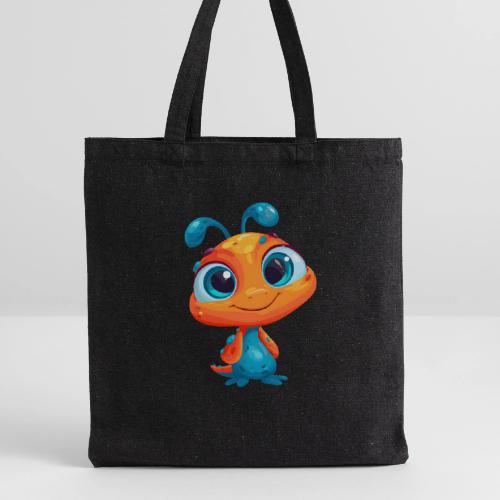 Fun Cartoon Alien in Orange and Blue - Recycled Tote Bag
