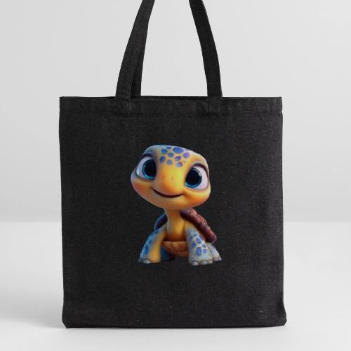 Joyful 3D Baby Turtle with Big Eyes - Recycled Tote Bag