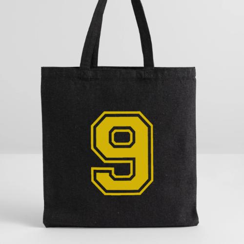 Number 9 in a classic athletic collegiate font - Recycled Tote Bag