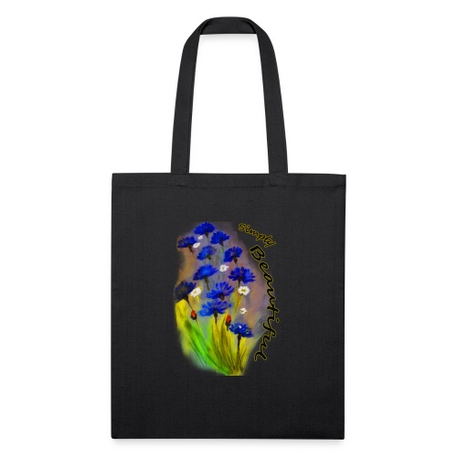 Ninas painting of blue flowers - Recycled Tote Bag