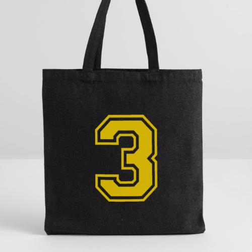 Number 3 in a classic athletic collegiate font - Recycled Tote Bag