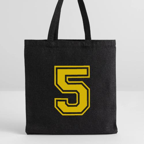 Number 5 in a classic athletic collegiate font - Recycled Tote Bag