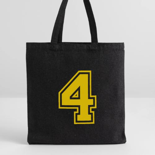 Number 4 in a classic athletic collegiate font - Recycled Tote Bag