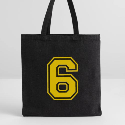 Number 6 in a classic athletic collegiate font - Recycled Tote Bag