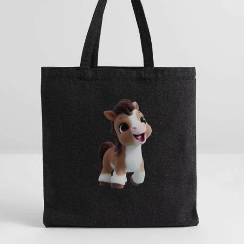 Sweet Cartoon Baby Pony in Brown and White - Recycled Tote Bag
