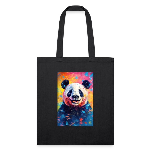 Paint Splatter Panda Bear - Recycled Tote Bag