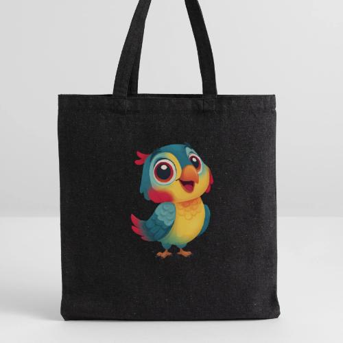 Bright Cartoon Parrot with Joyful Expression - Recycled Tote Bag