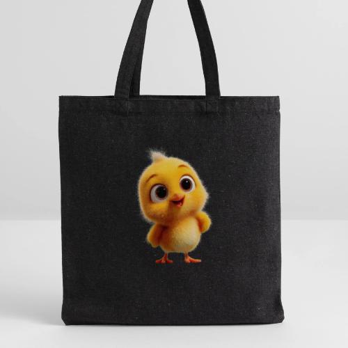 Cute Cartoon Yellow Chick with Big Sparkling Eyes - Recycled Tote Bag