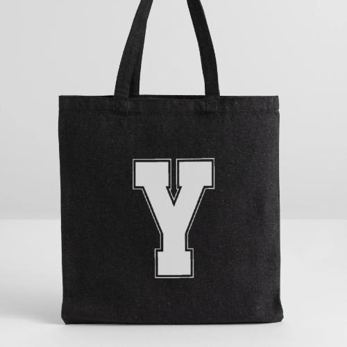 White Letter Y – Varsity Alphabet Monogram - Recycled Tote Bag