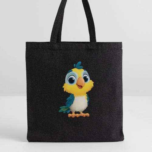 Playful Cartoon Parrot with Big Happy Eyes - Recycled Tote Bag
