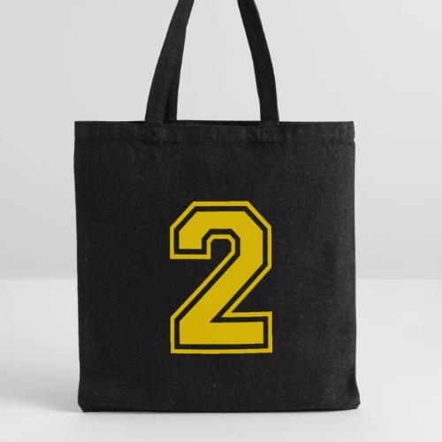 Number 2 in a classic athletic collegiate font - Recycled Tote Bag