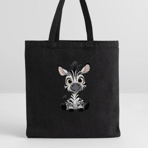 Adorable Cartoon Baby Zebra with Innocent Eyes - Recycled Tote Bag