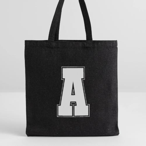 White Letter A – Varsity Alphabet Monogram - Recycled Tote Bag