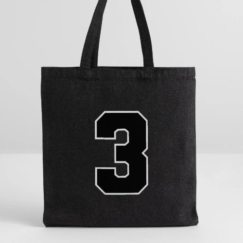Varsity Number 3 Athletic Font - Recycled Tote Bag
