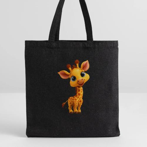 Adorable Cartoon Baby Giraffe with Big Eyes - Recycled Tote Bag