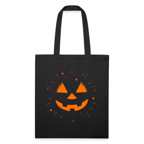 SKM Pumpkin Face & Stars, Orange - Recycled Tote Bag