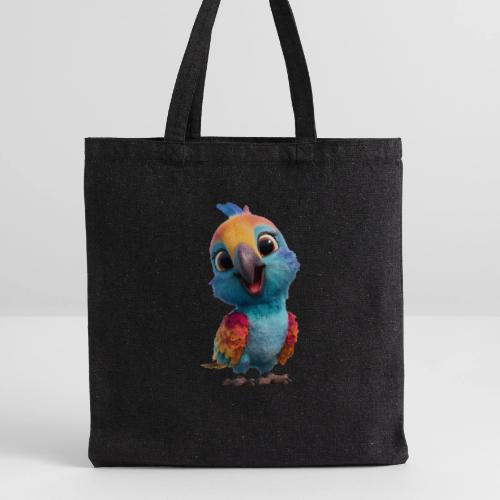 Colorful Cartoon Baby Parrot Design - Recycled Tote Bag