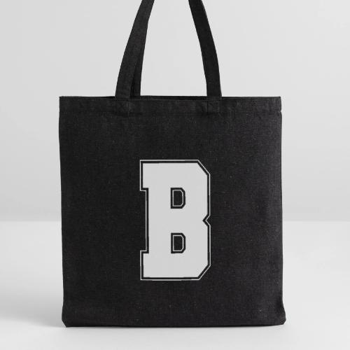 White Letter B – Varsity Alphabet Monogram - Recycled Tote Bag