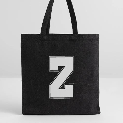 White Letter Z – Varsity Alphabet Monogram - Recycled Tote Bag