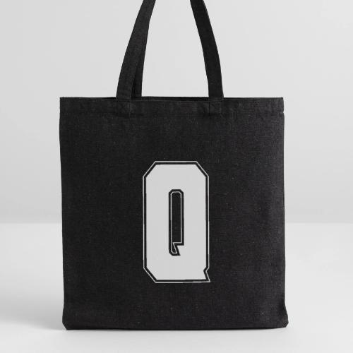 White Letter Q – Varsity Alphabet Monogram - Recycled Tote Bag