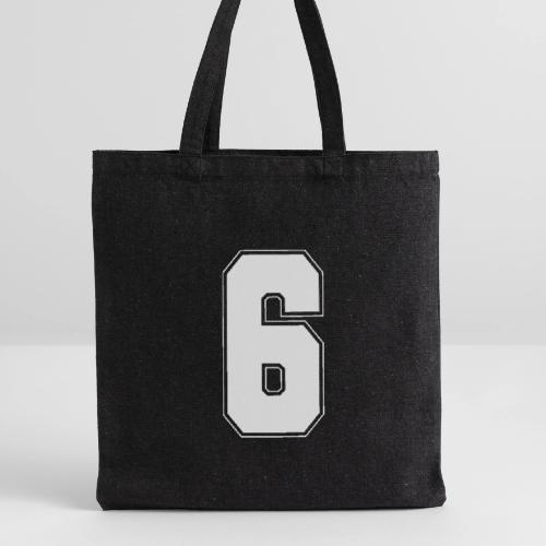 White Number 6 – Varsity Font - Recycled Tote Bag