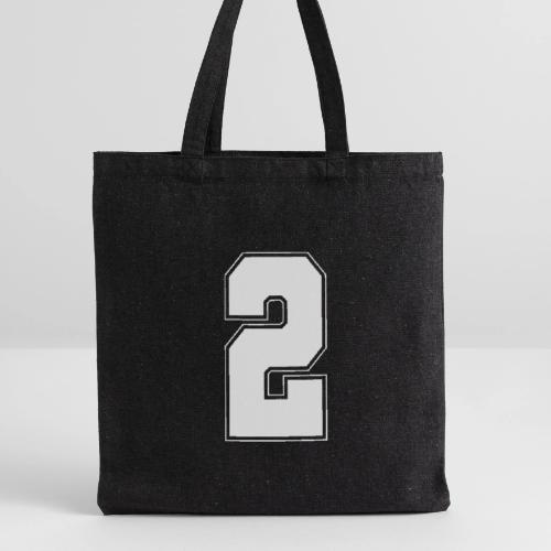 White Number 2 – Varsity Font - Recycled Tote Bag