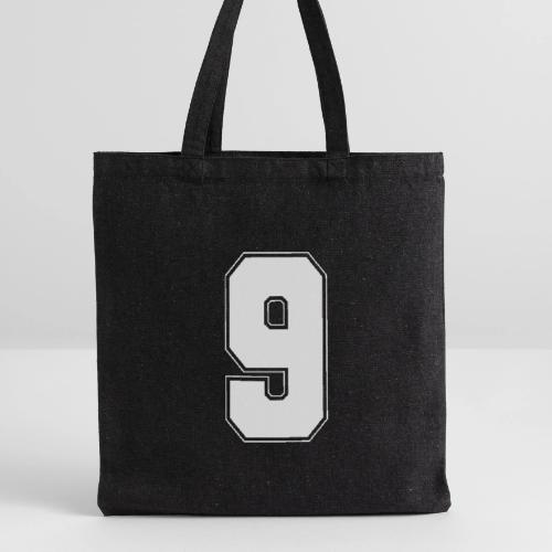 White Number 9 – Varsity Font - Recycled Tote Bag