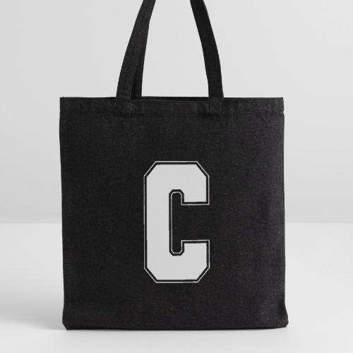 White Letter C – Varsity Alphabet Monogram - Recycled Tote Bag