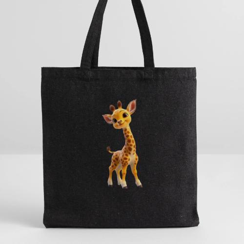 Adorable 3D Baby Giraffe with Big Eyes - Recycled Tote Bag