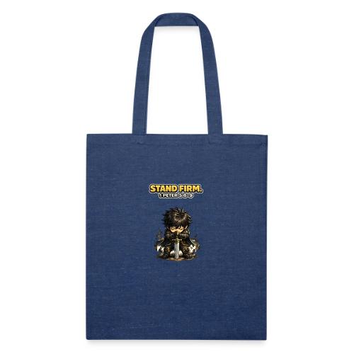 Stand Firm Chibi Warrior | 1 Peter 5:8-9 - Recycled Tote Bag