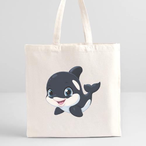Playful Cartoon Baby Orca with Sweet Smile - Recycled Tote Bag