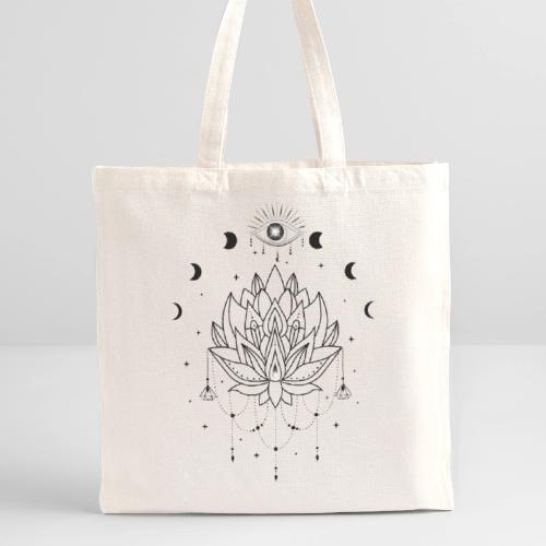 Third Eye Black Lotus Flower - Moon Cycle Design - Recycled Tote Bag