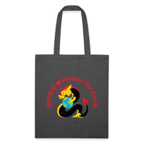 Kindness Dragon with Earth - Red - Recycled Tote Bag