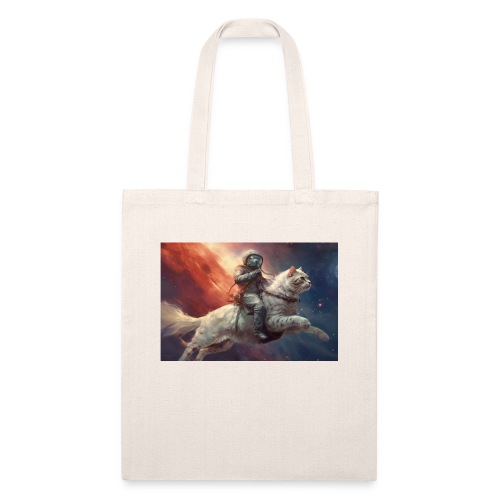 Astronaut Rides Space Cat - Recycled Tote Bag
