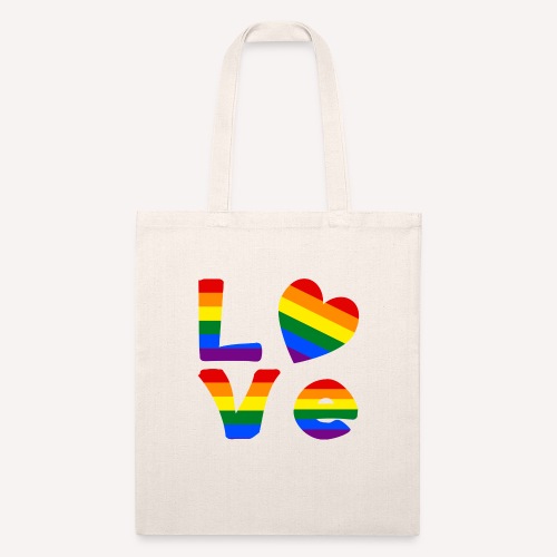 Gay Pride Rainbow LOVE - Recycled Tote Bag