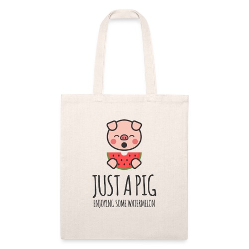 Just A Pig Enjoying Some Watermelon - Recycled Tote Bag