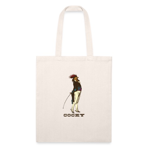 Cocky the Vintage Rooster Chicken - color - Recycled Tote Bag